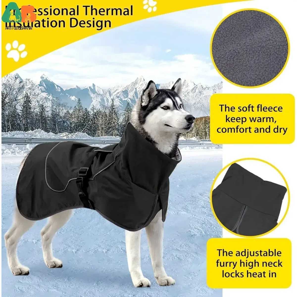 ATUBAN Dog Jacket Waterproof Dog Raincoat Cold Weather Reflective Jacket with Soft Fleece Lining Warm Outerwear for Pet OutdoorsXJ250109