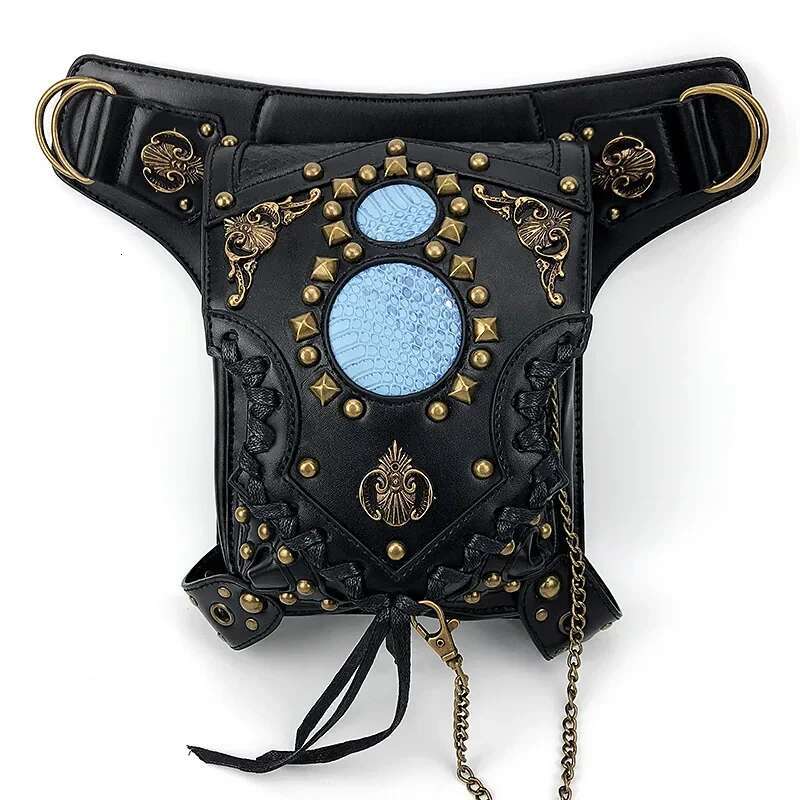 Gothic Steampunk Women Waist Bags,Retro Rock Punk Goth Shoulder Handbags,Men Leg Thigh Holster Leather Crossbody Bags