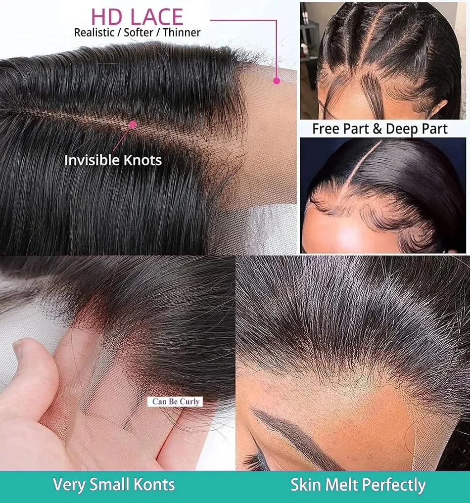 Bone Straight HD Wig 13X6 Human Hair Bob 6X6 Closure Glueless Wigs 13X4 Lace Frontal Preplucked Raw 200 Density For Women