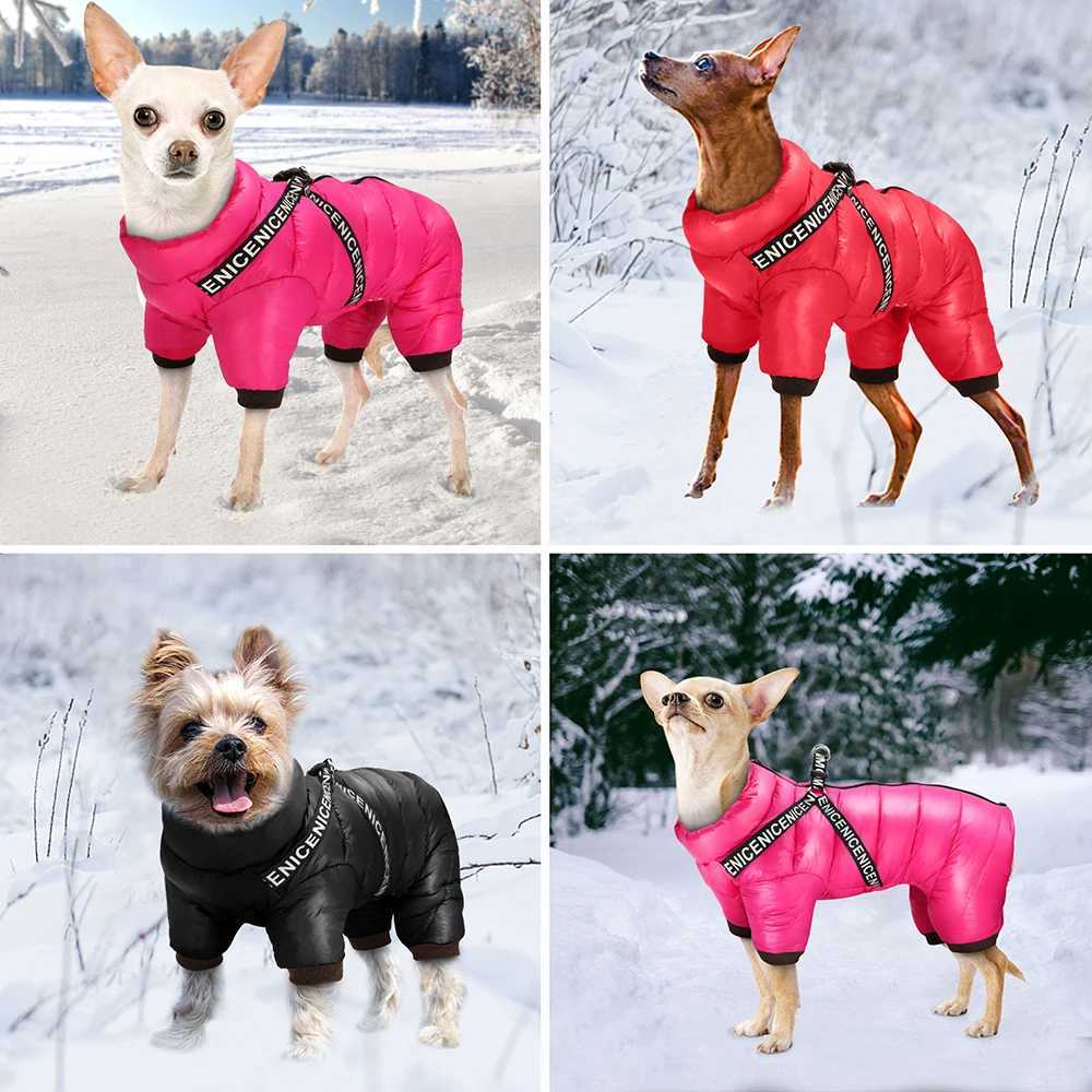 Winter Dog Clothes Super Warm Pet Dog Jacket Coat With Harness Waterproof Puppy Clothing Hoodies For Small Medium Dogs OutfitXJ250109