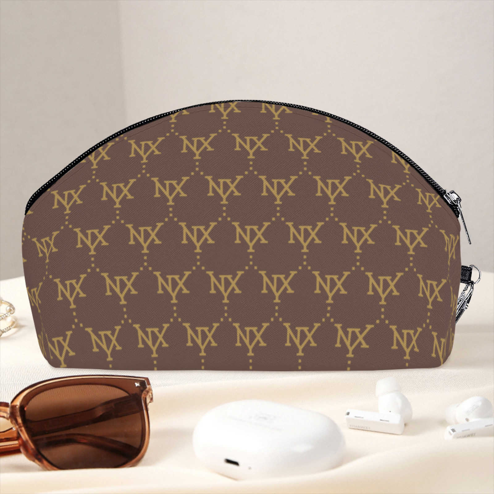 NXY Curved Makeup Bag Fashion Retro Cosmetic Bag Washing Bag Large Capacity Women Travel Cosmetic Pouch Make Up Storage Bags