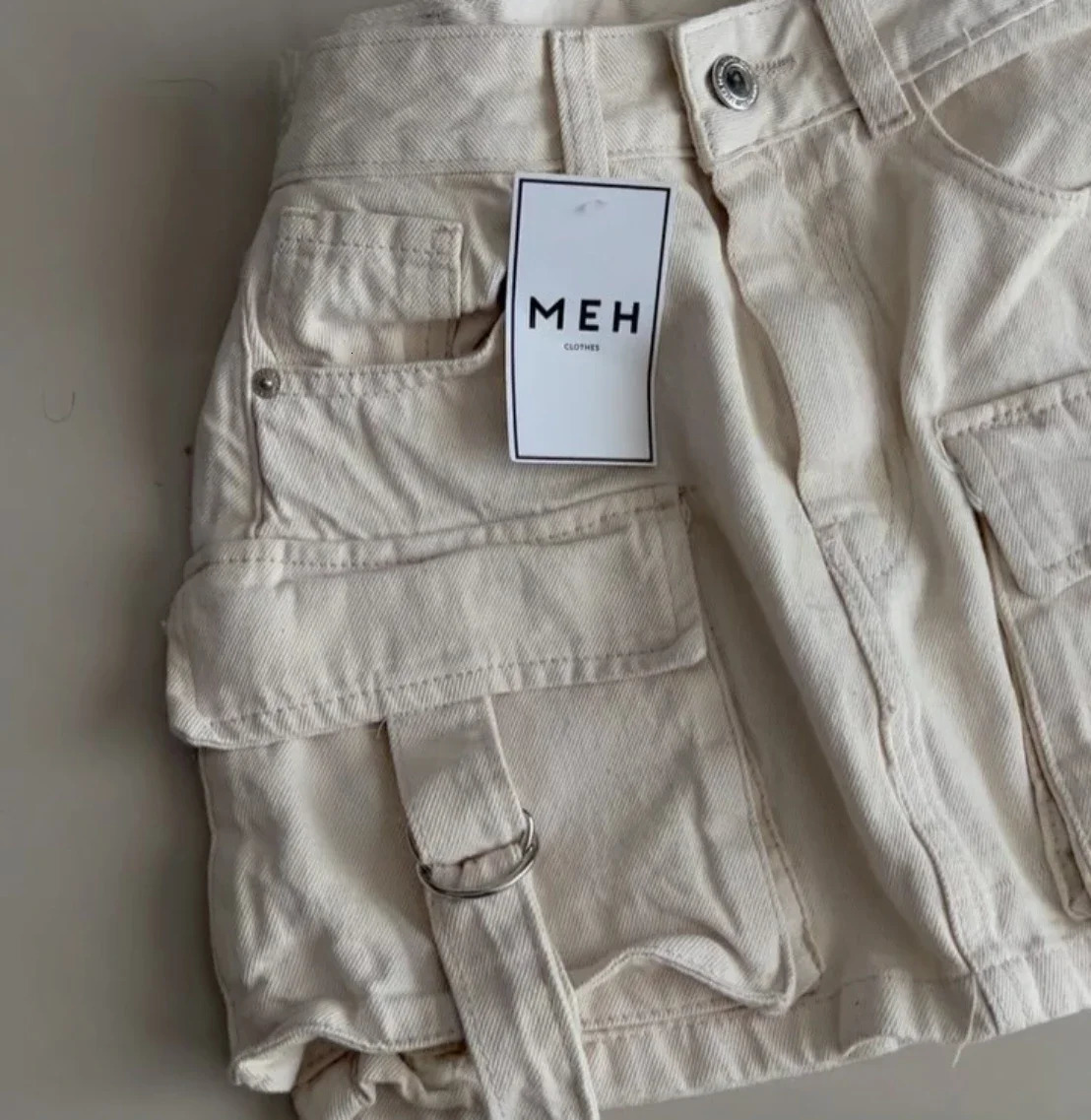 Y2k Harajuku Retro Mini Skirt Womens Fashionable Off White Multi Pocket Ultra Short Denim Gothic Casual Sexy 250106