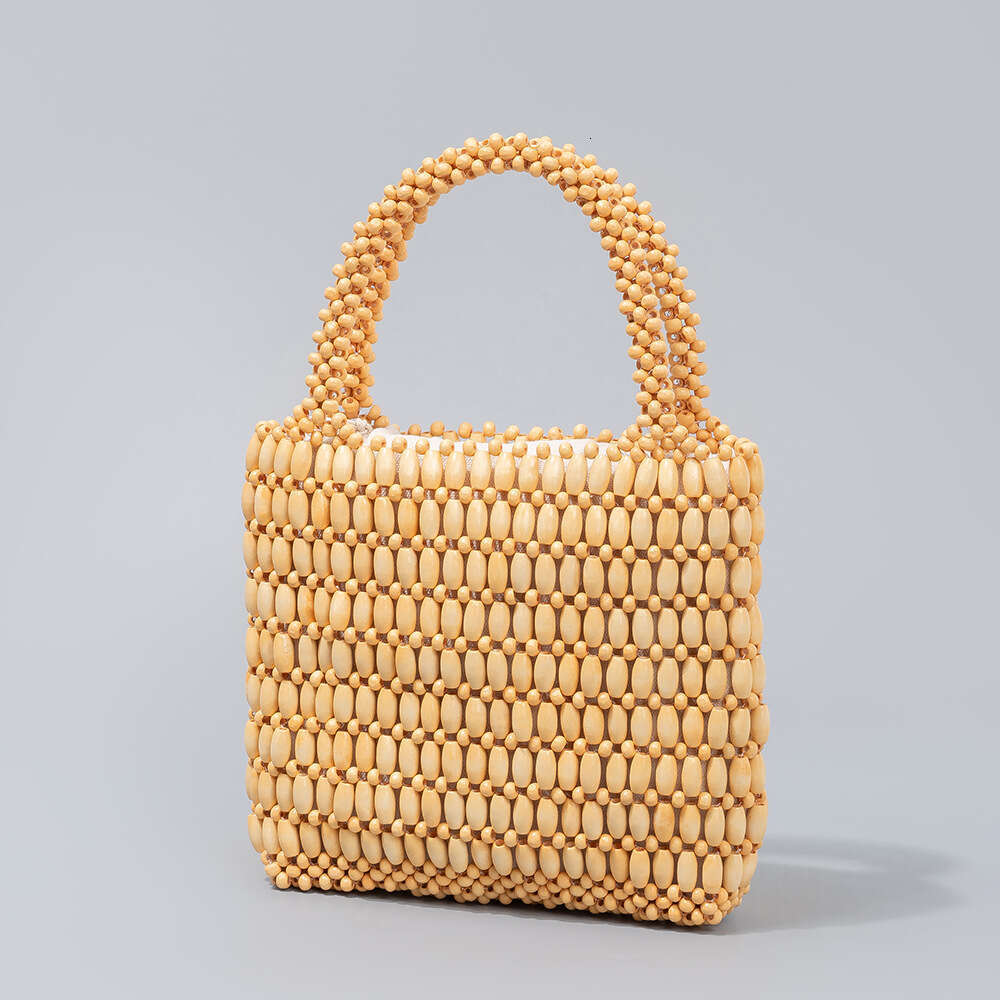 Summer Trend: Wooden Bead Hand Woven Niche Design, Hand-Held Commuting Bag, High-End Women's Bags