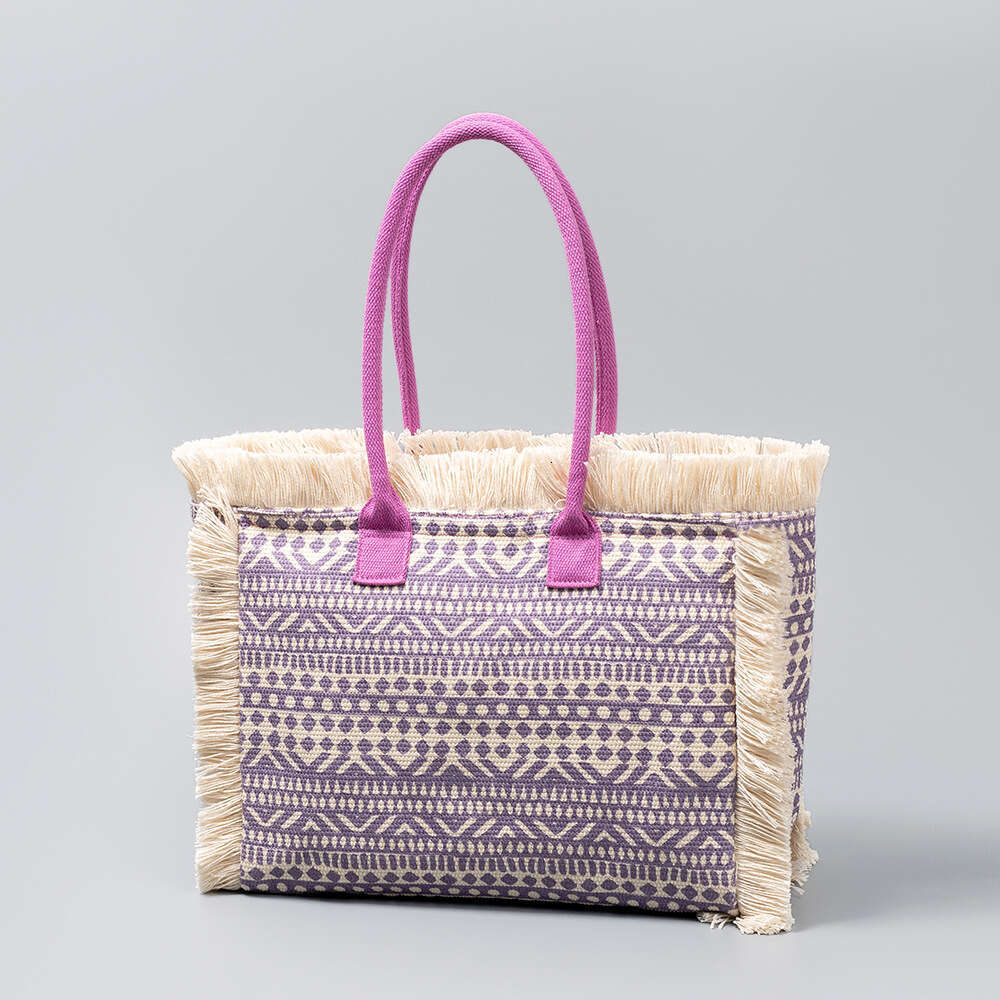 Tote Bohemian Shoulder Zipper Handbag Large Capacity Canvas Bag Women's Summer