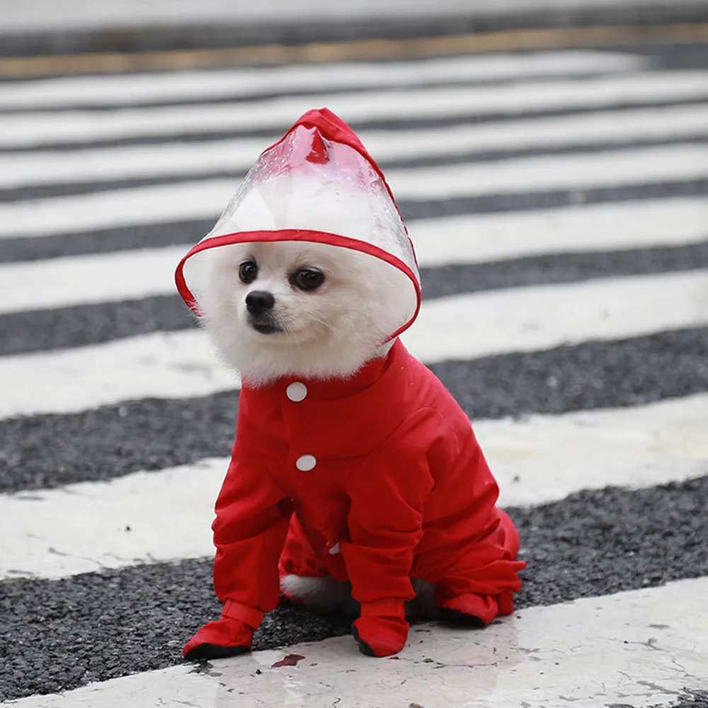 Dog Raincoat Rain Boots Shoes for Small Dogs Pet Hooded Four-Leg Jacket Puppy Rain Coat Waterproof Cat Clothes Jumpsuit RompersXJ250121