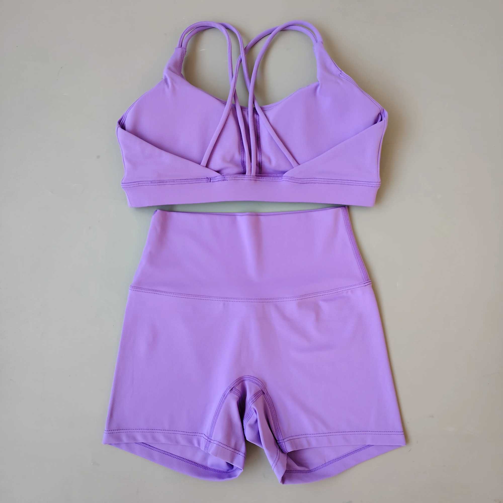Women Gym Suit Yoga Clothes Shorts Leggings+ Bra 2-Piece Set Running Exercise Fitness Sportswear High Waist Cross Beautiful BackXJ250109