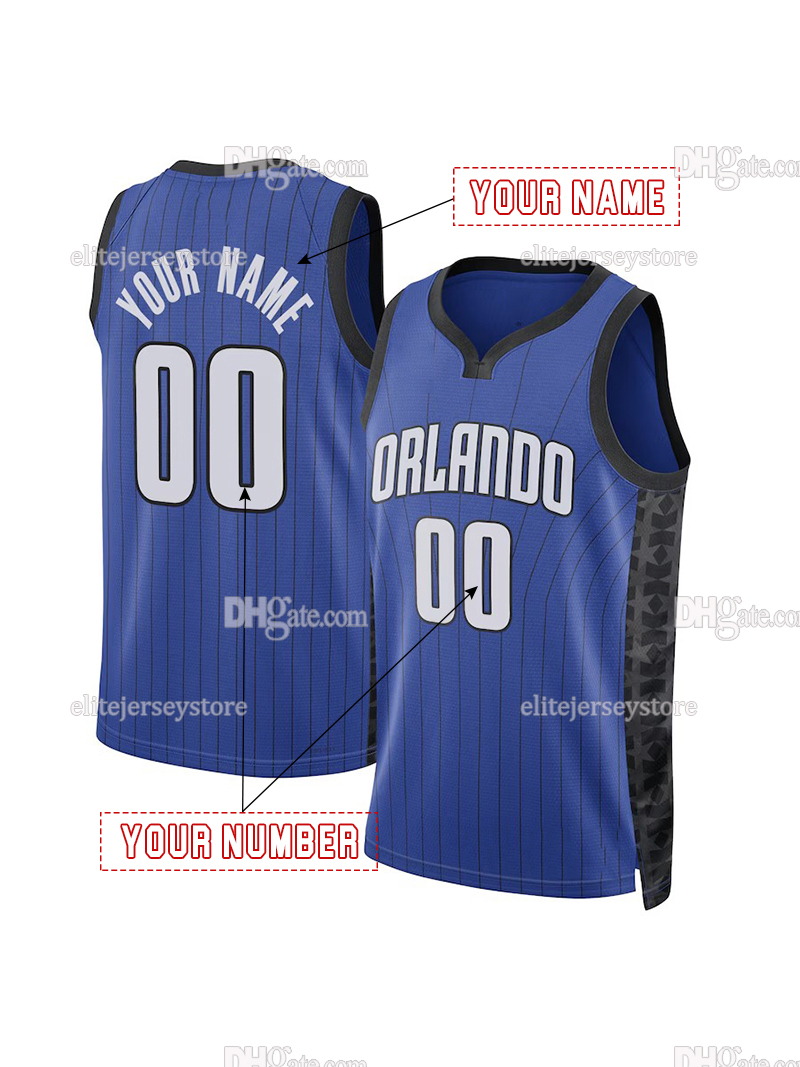 Personalized Custom Basketball Jersey Paolo Banchero Franz Wagner Jonathan Isaac Cole Anthony Anthony Black Embroidered Letter Number Design Polyester
