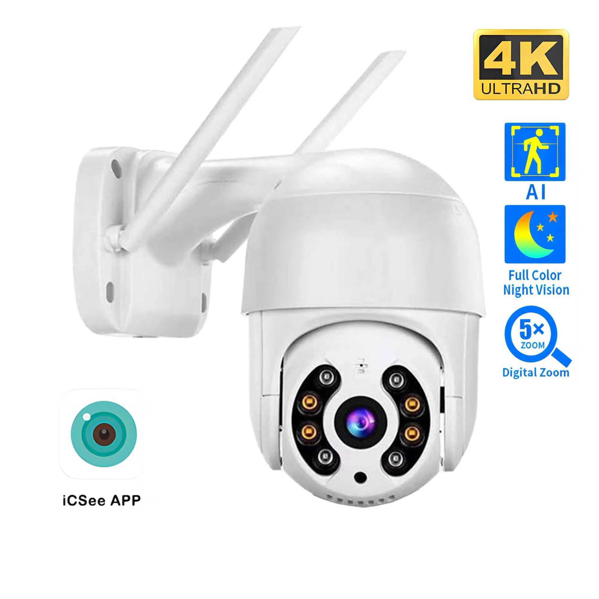 8MP 4K Wireless PTZ Camera HD 1080P Color Night Vision Wifi IP Camera Outdoor 5MP AI Automatic Tracking CCTV Monitoring Camera iCsee X250110