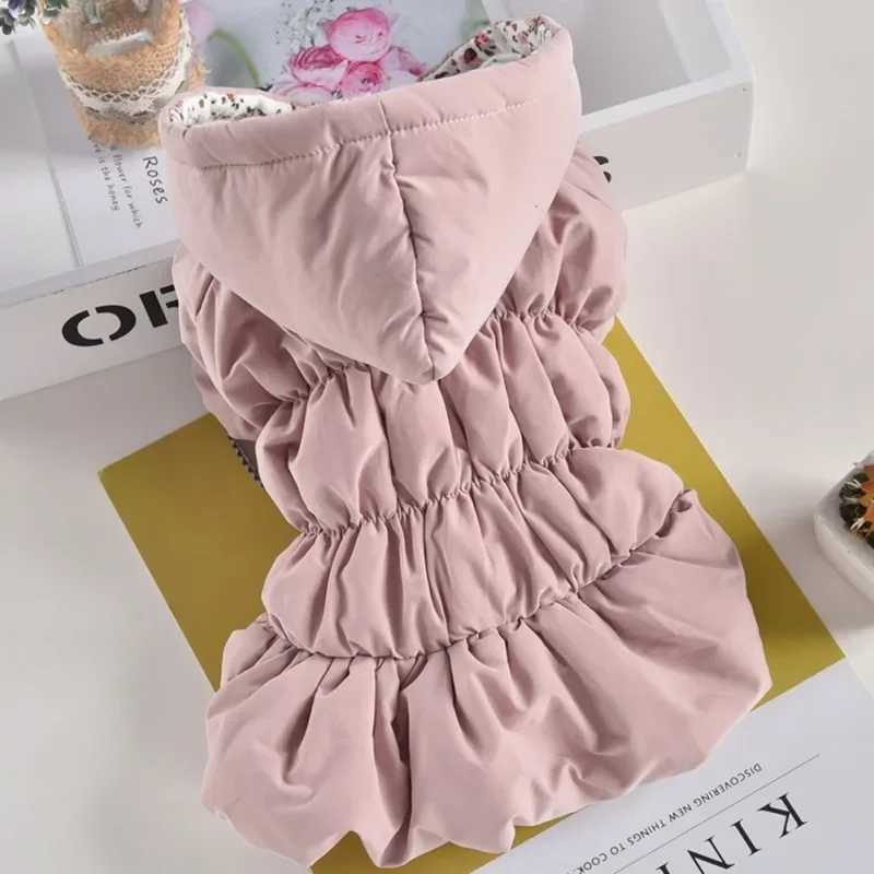 Dog Pet Super Warm Dress Winter Puppy Pet Dog Coats Princess Floral Bubble Skirt Dog Cat Hooded Chihuahua Yorkie Clothing JacketXJ250109