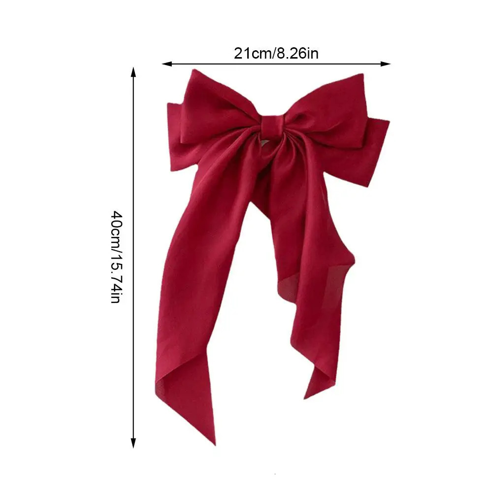 Women Large Bow Ribbon Hairpin Summer Chiffon Big Bowknot Stain Barrette Solid Color tail Clip Hair Accessories 241228