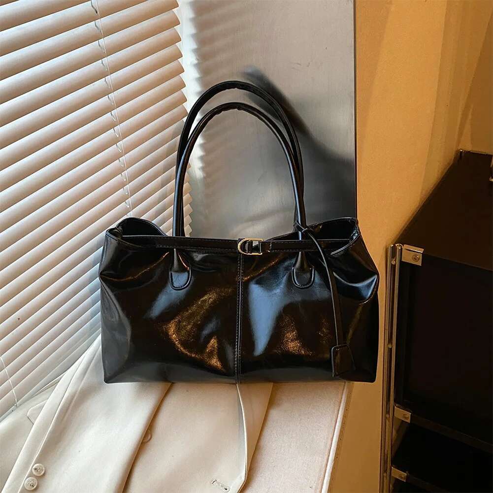 PU Leather Tote Slouchy Hobo Handbag Retro Shoulder Fashion Top Handle Bag For Women Work Shopping Travel