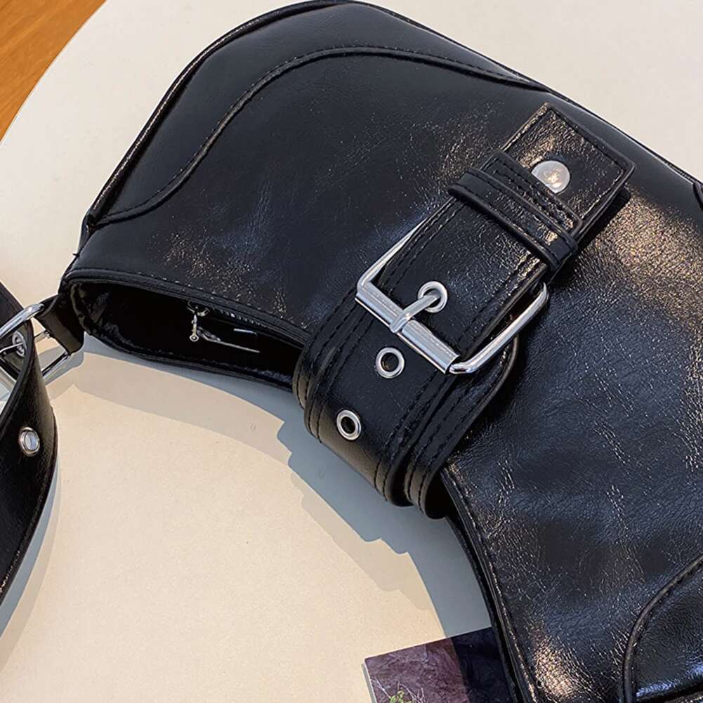 Retro Belt Design Underarm PU Leather Shoulder Bags For Women 2024 Y2k Spicy Girl Crossbody Bag Hobos Commuter Handbags