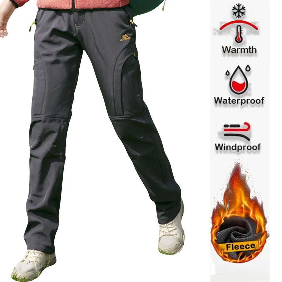 Thick Warm Fleece Hiking Pants Women Winter Waterproof Windproof Outdoor Soft Shell Rain Trousers Trekking Camping Ski 250106