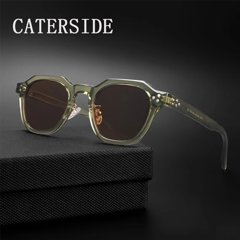 CATERSIDE Retro Polarized Sunglasses Men Ultralight TR90 Frame Polygon Women Sun Glasses Outdoor High Quality Travel Eyewear 250109