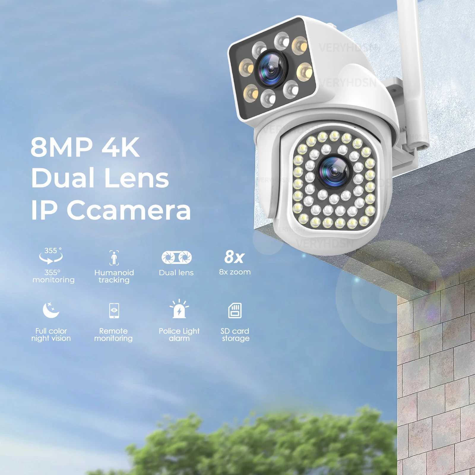 8MP 5G 4K PTZ IP WIFI camera dual lens monitoring 10X zoom security camera outdoor waterproof color night vision human detection X250110