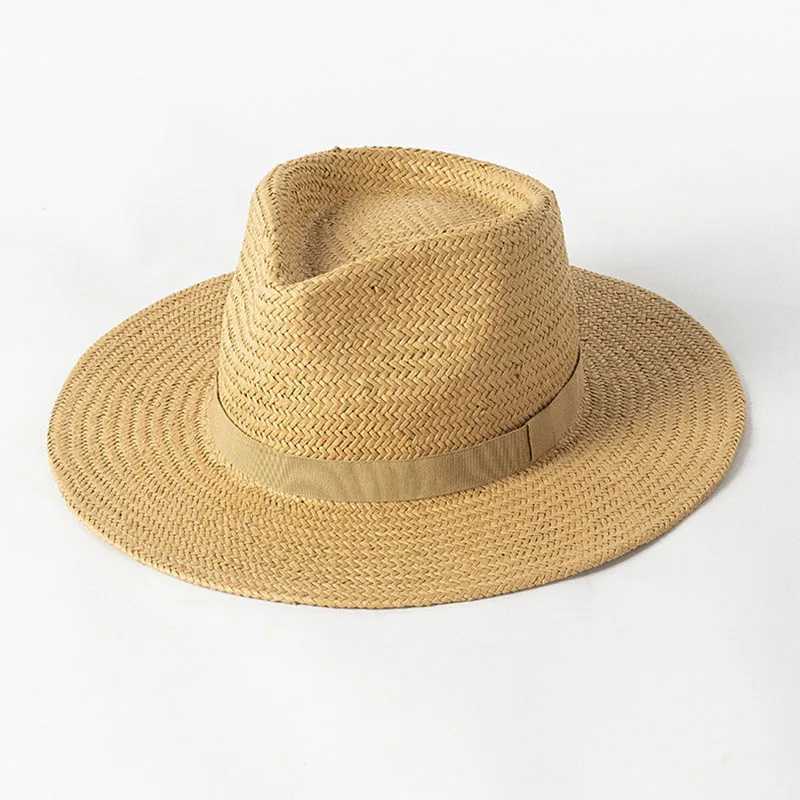 New regular band Panama straw hat used for warm summer beach hat wide Brim sun hat funeral church derby Fe hat UPF50+ X250109