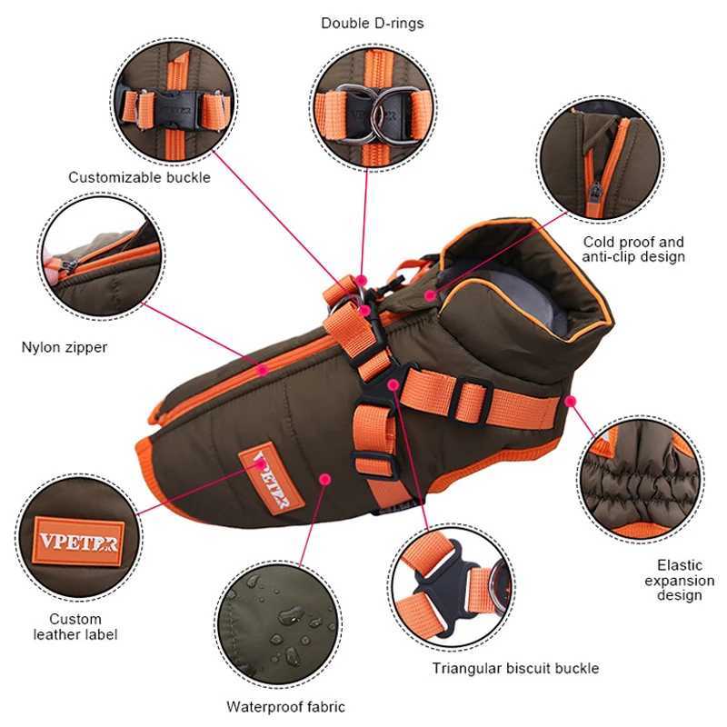 Puppy Jacket Waterproof Pet Clothes for Small Dogs with Harness Winter Warm Chihuahua Vest Yorkie Coat French Bulldog CostumeXJ250109
