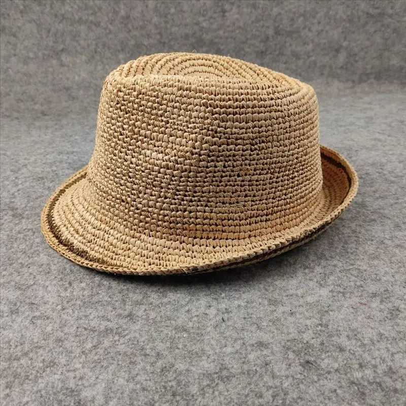 Handmade folding straw hat suitable for both men and women made of high-quality Rafia material suitable for sun protection and breathability 55-59cm X