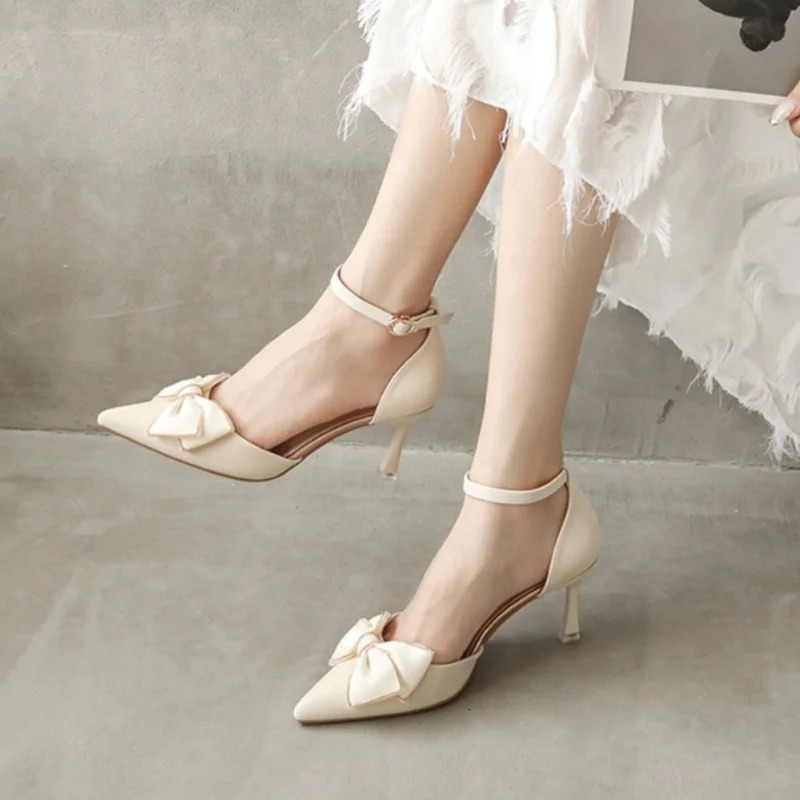 Spring/Summer Fashion Solid Color Sexy Lady Catwalk Comfortable High Heels Bow Elegant Casual Party Womens Shoes Zapatos Mujer 250106