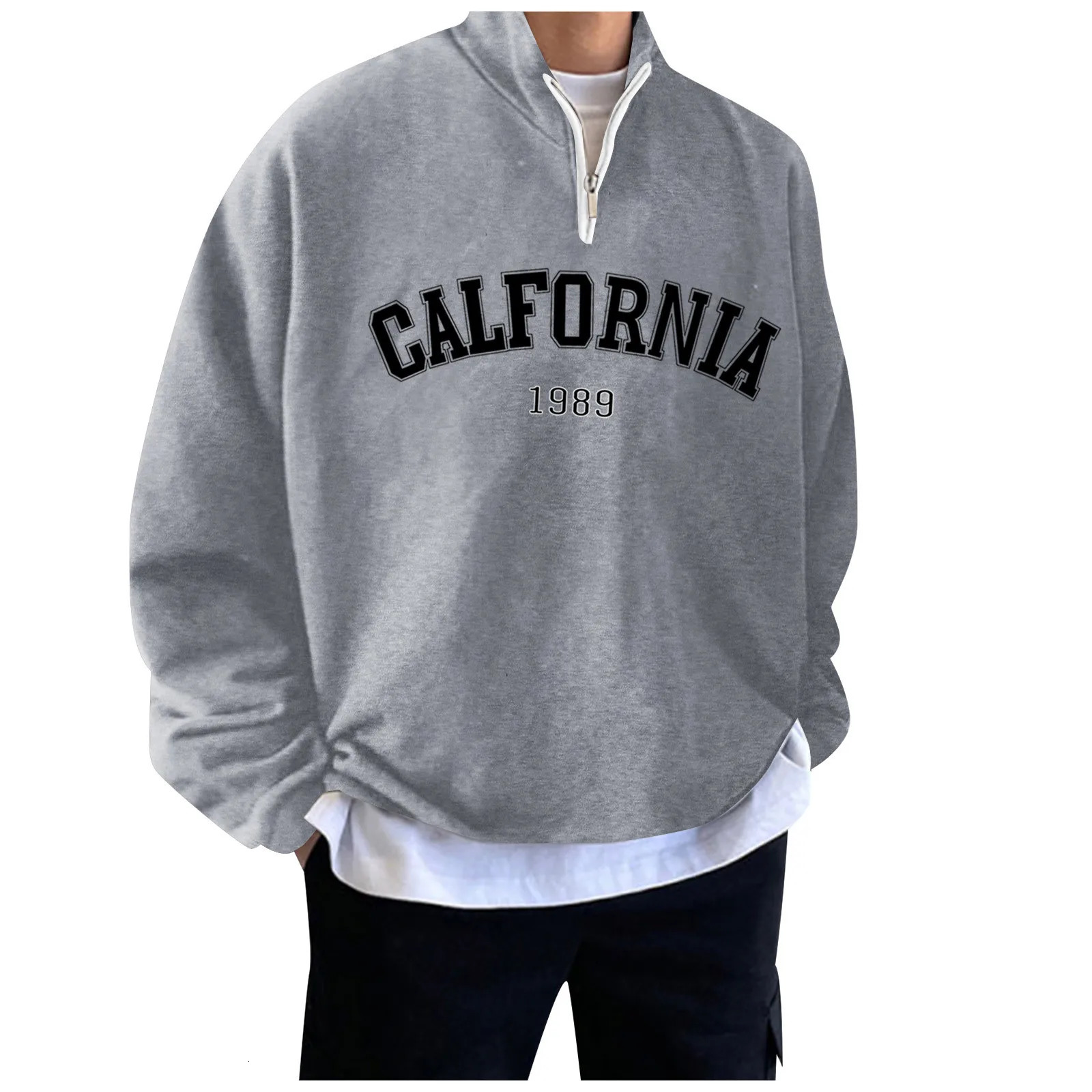 Hoodie For Men Fall Winter Fleece Sweatshirts Letter y Turtleneck Hoodies Pullover Vintage Streetwear Warm Sweats 250106