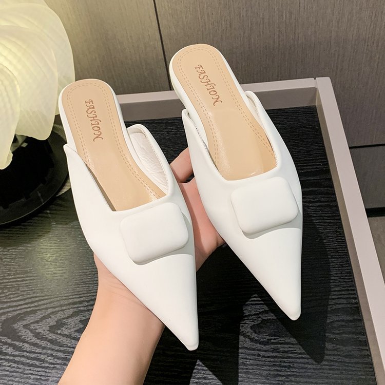 Women Slippers Flat Bottom New Fashion Pointed Toe Gentle Style hot Black White Brown Pink Free shipping