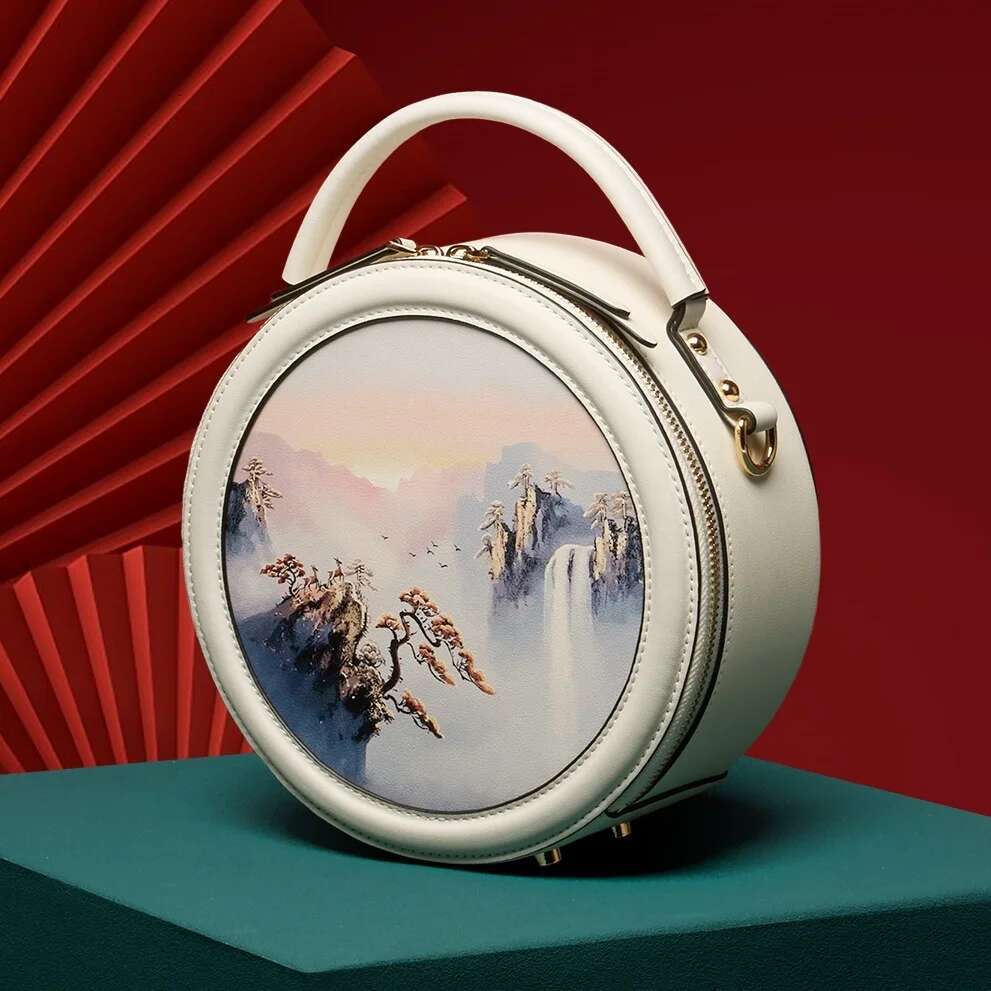 Limited Chinese Style Women Cow Leather Crossbody Bag Original Single Shoulder Round Girls Royal Purses #Sc1609