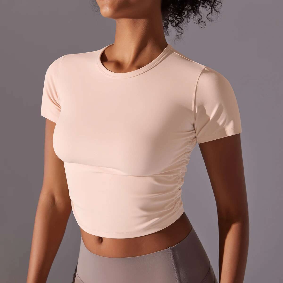 Women Sports Shirts Short Sleeve Solid Color Workout Yoga Wear Stretch Fiess Tank Gym Clothes Sportswear Running T-Shirts