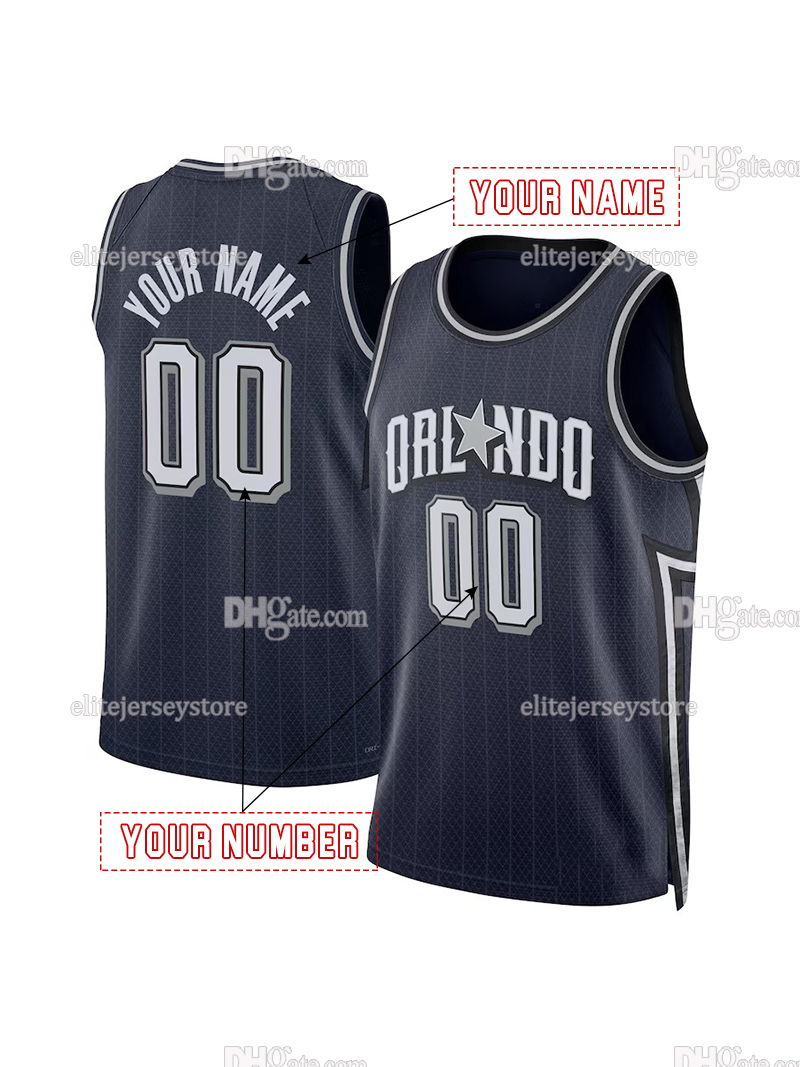 Personalized Custom Basketball Jersey Paolo Banchero Franz Wagner Jonathan Isaac Cole Anthony Anthony Black Embroidered Letter Number Design Polyester