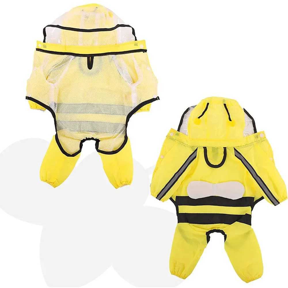 Cute Bee Shaped Pet Puppy Raincoat for Small Dog Breathable Mesh Waterproof Dog Rain Jacket 4 Legs Dog Rain Coat with Clear BrimXJ250109