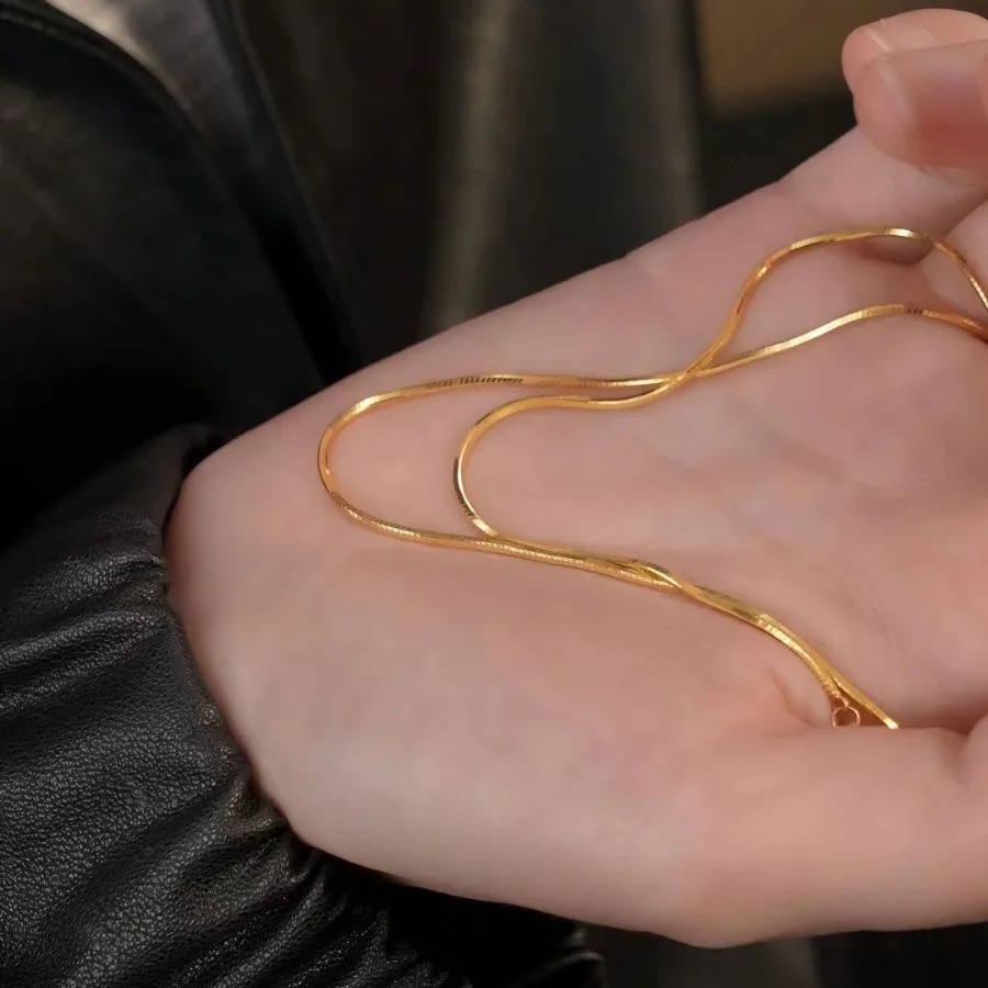 AU999 real gold necklace simple and elegant niche ladies 24K clavicle chain advanced versatile for your girlfriend 250109