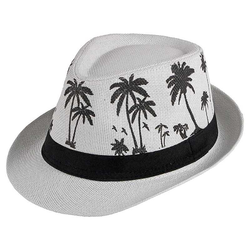 Coconut Tree Beach Hat Mens Summer Party Jazz Hat Fashion Straw Hat Weaving Chapeau Wide Brim Panama M Dance Hat Cool Cowboy X250109