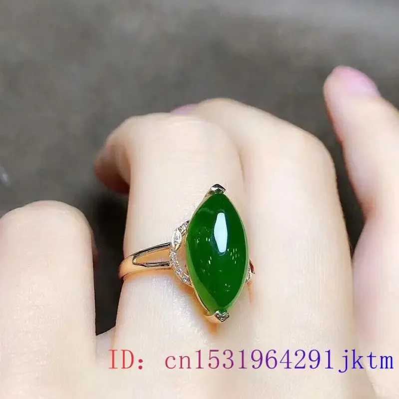 Green Jade Ring 925 Silver Amulet Natural Gifts Chalcedony Zircon Jewelry Women Fashion Crystal Gemstone Charm 250106