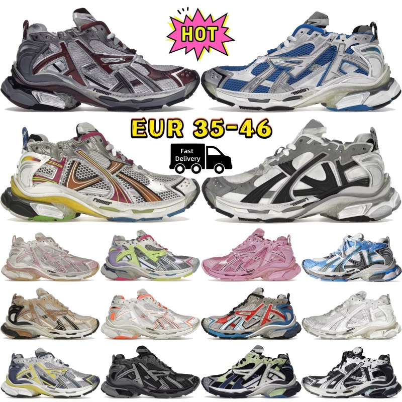 Luxury Paris outdoor shoes 7 7.5 Runner Sneaker Triple Black Orange nylon Multi Color Dark Grey Blue Red pink white mens running sneakers womens designer trainers 35-46