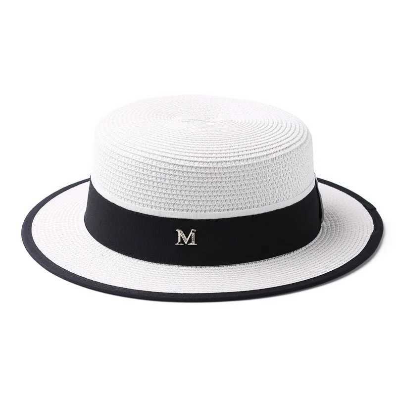 Summer Outdoor M letter rhinone flat Brim sun hat Summer Warm Bowler hat Straw hat Travel Shopping X250109