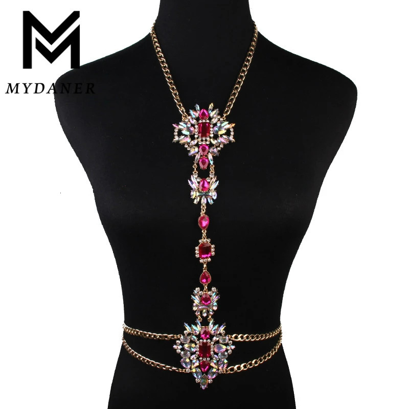 Fashion Long Chain Necklace Crystal Women Maxi Rhinestone Bijoux Statement Collar Necklace Waist Belly Bodychains 250107