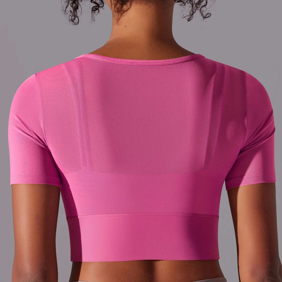 Solid Color Splicing Mesh Sexy Double Layer Camisole Short Sleeve Bra Gathering Running Fiess Yoga Clothing Top