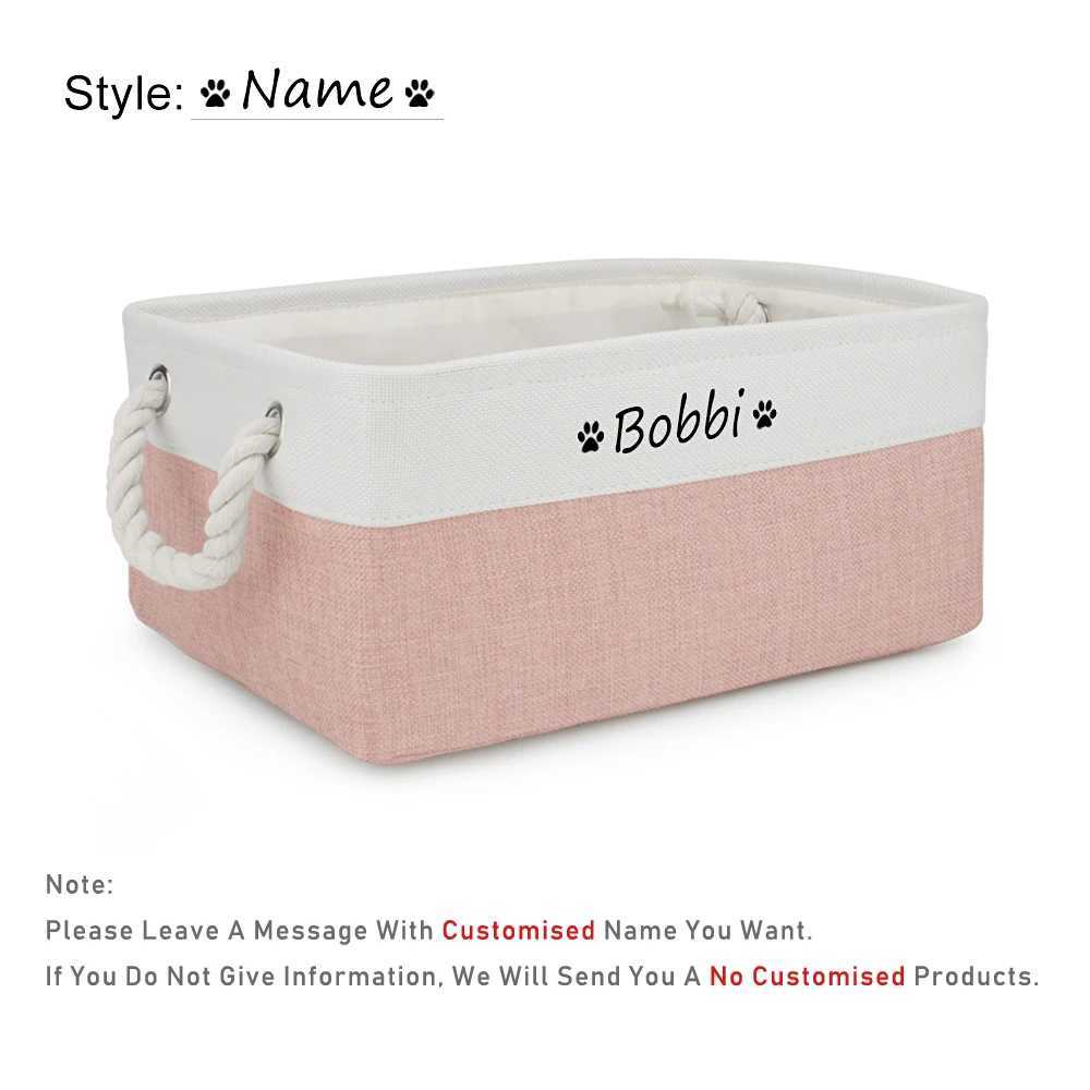 DIY Personalized Cat Dog Clothes Container Pet Toy Basket Foldable Box Bin Print Storage For Custom NameXJ250109