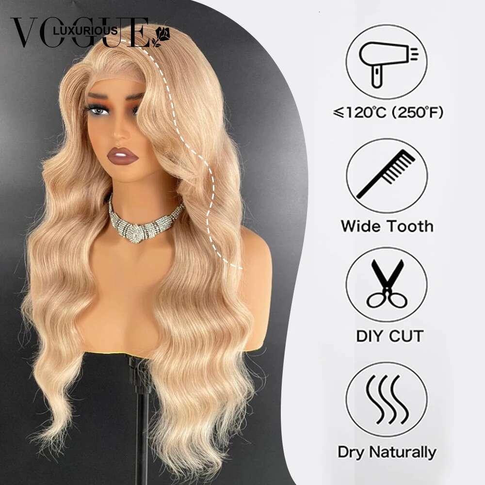 Grey Ash Blonde Colored Body Wave 13x6 Lace Front 200% Density 100% Remy Wig Pre Cut Ready To Wear Human Hair Wigs