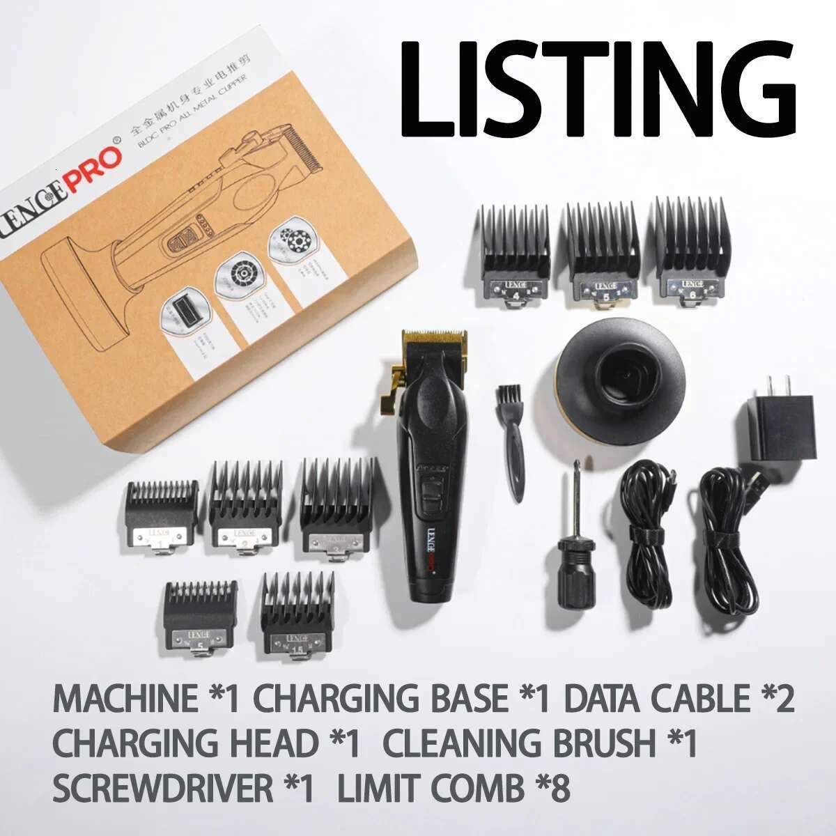 LENCE PRO F2NC F2NT Professional Men's Clipper Full Metal Brushless Motor Hair Trimmer Barbershop with Base Charger