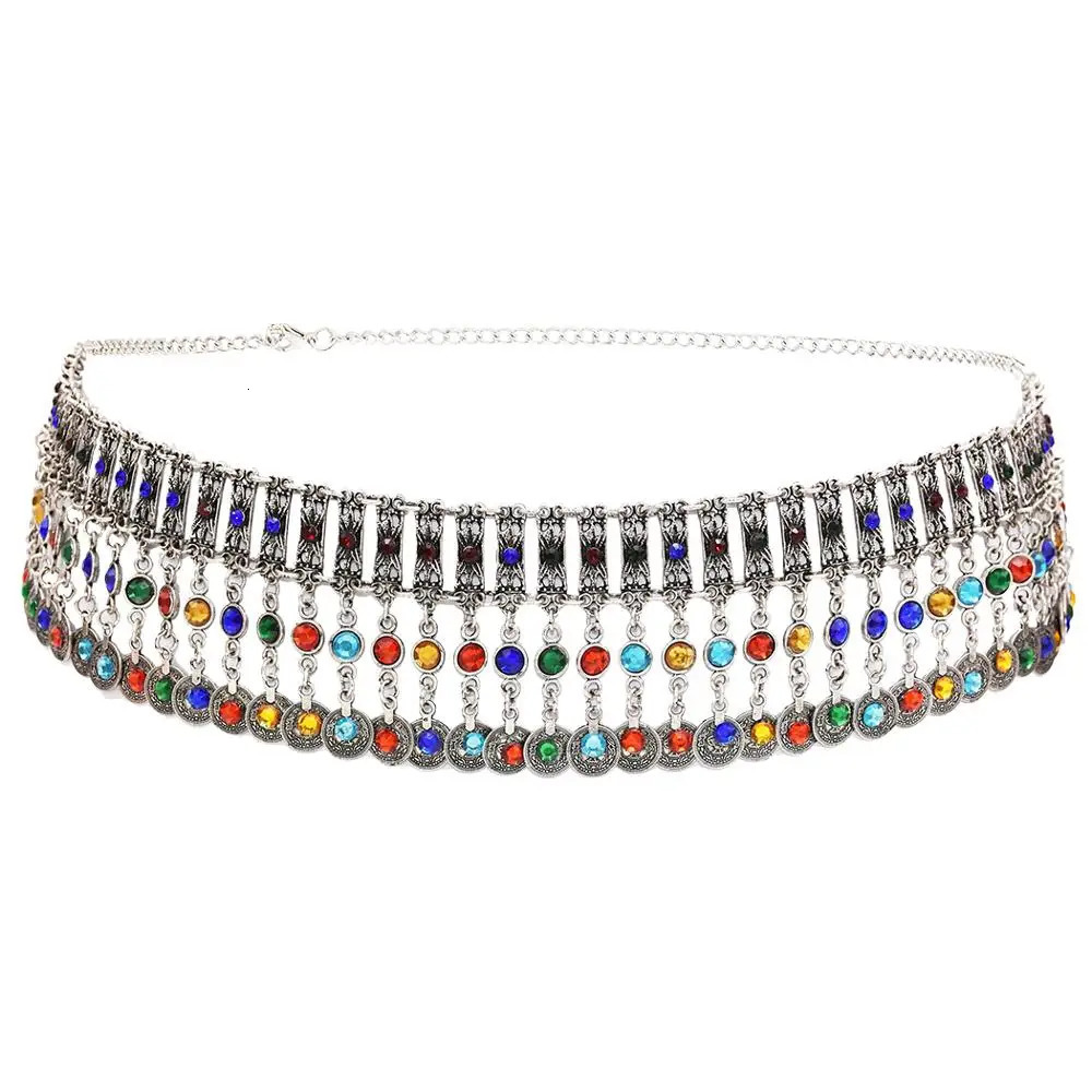 Turkish Coin Long Tassel Belly Chains for Women Colorful Crystal Waist Dance Belt India Gypsy Statement Beach Jewelry 250107