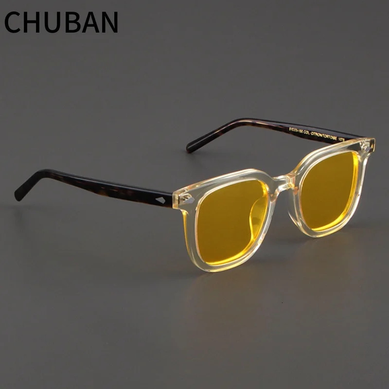 Fashion classic sunglasses Womens yellow frames retro polarized night vision piece square handmade outdoor mens 250109