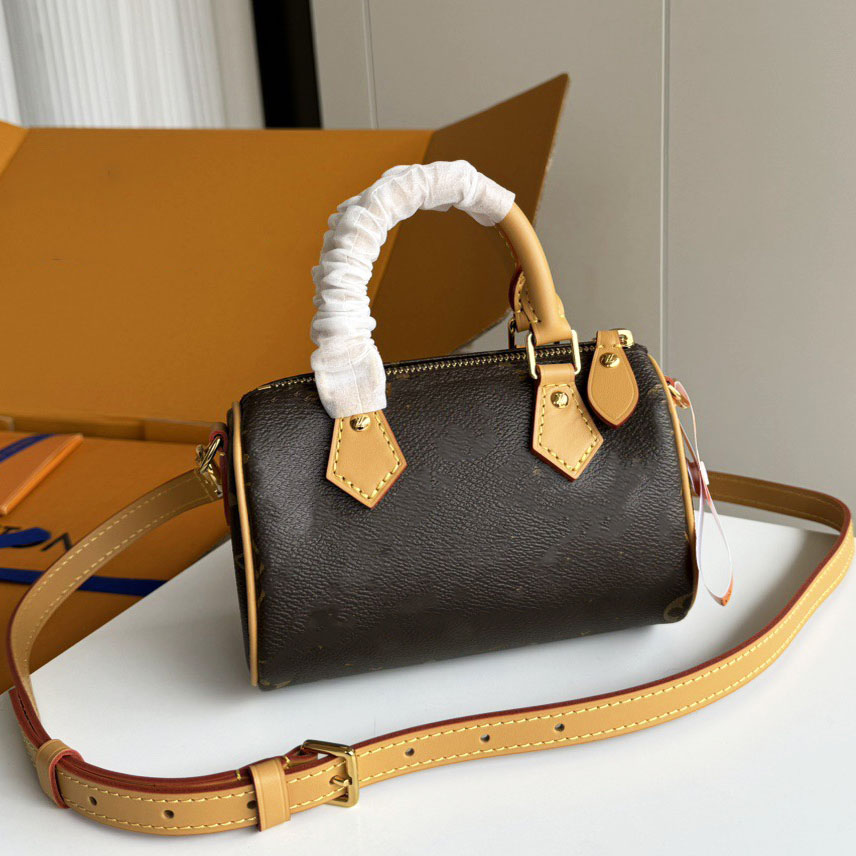 Shoulder Bags Top Designer Genuine Leather Mini Nano 16cm Shoulder Bag Women Leather Denim Crossbody Luxury Brand Embossed Tote Purse Brown Flower Handbag