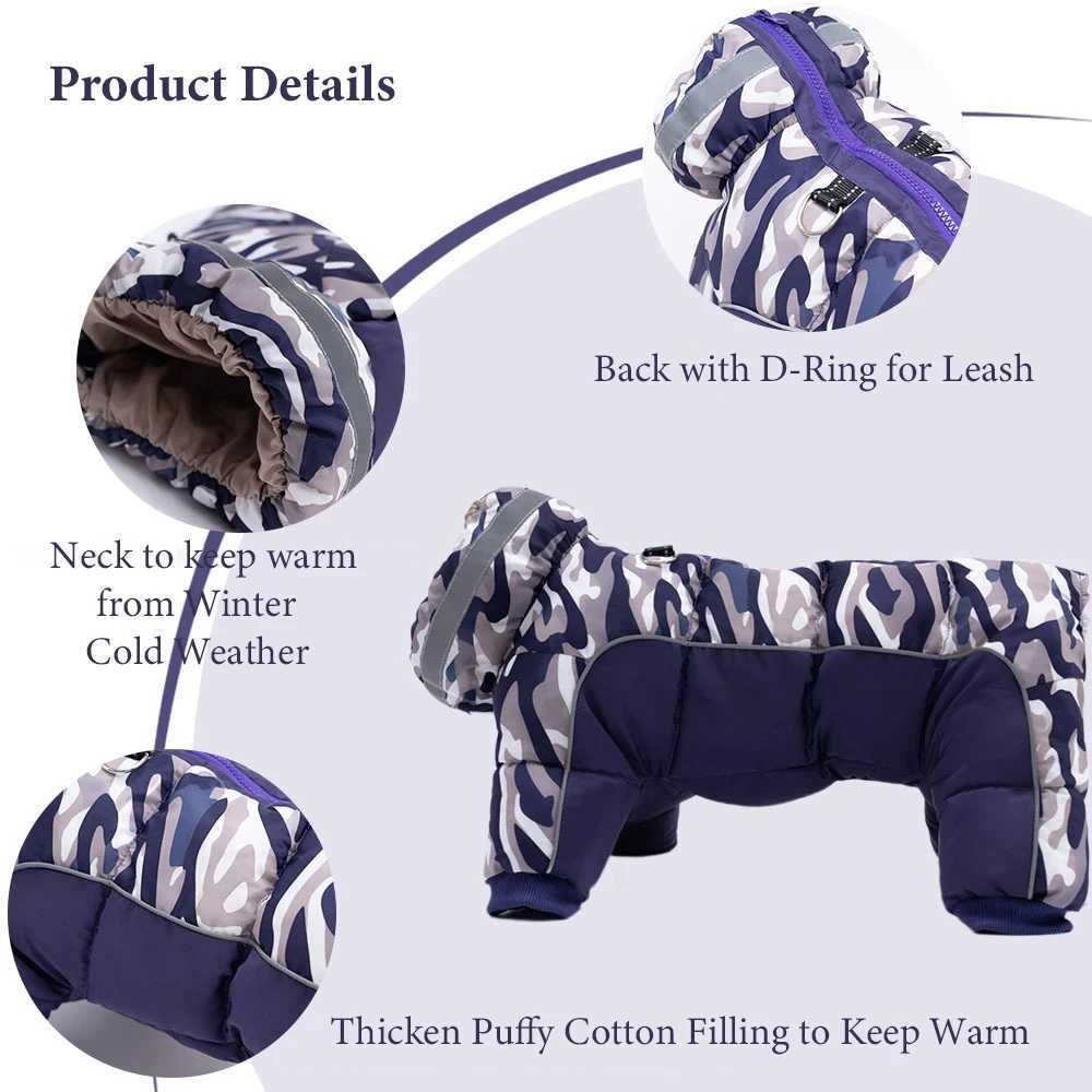 Winter Dog Coat for Medium Dogs Waterproof Puffy Dog Clothes Fully-Closed Belly Overalls for Male Female Dogs Warm Dog SnowsuitsXJ250109