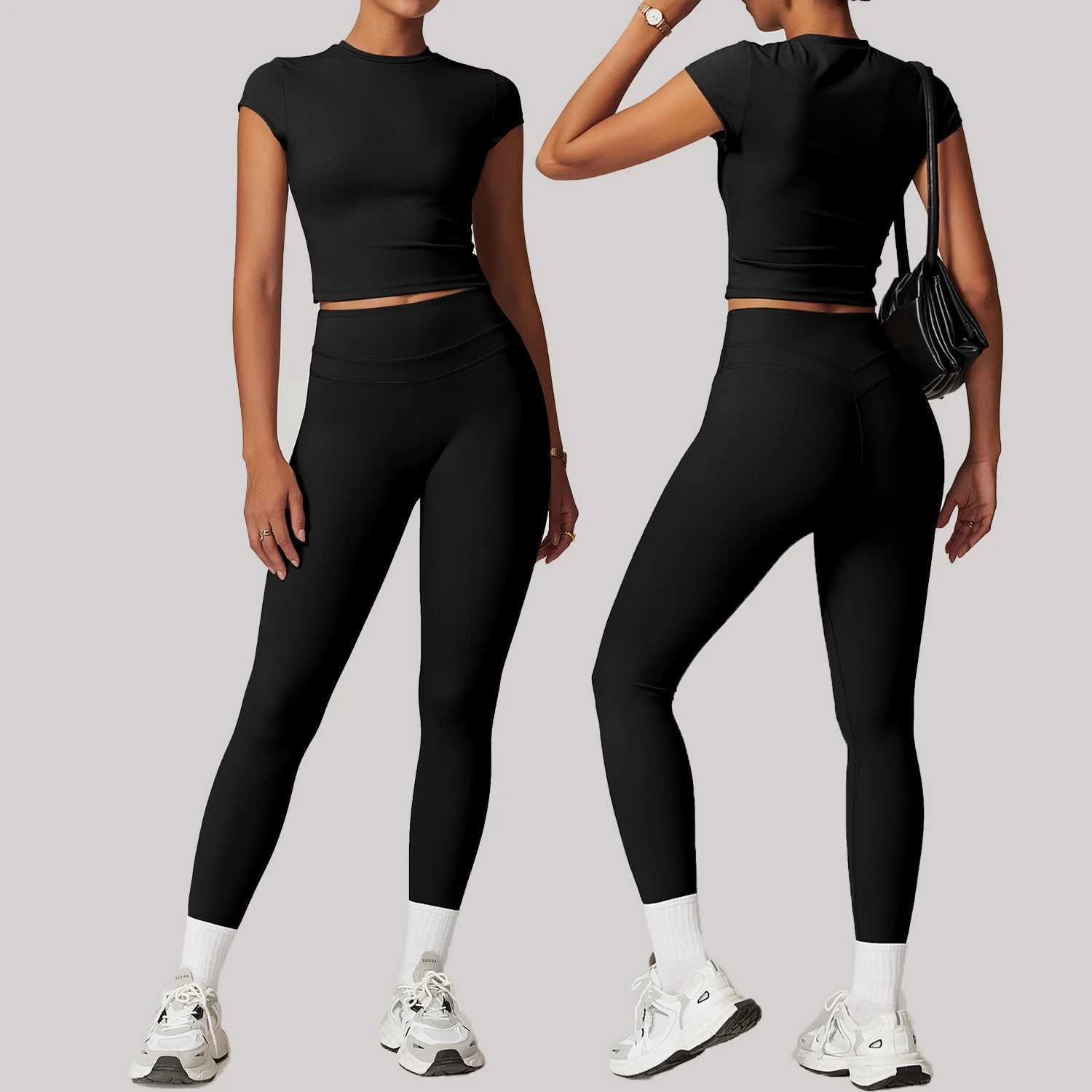 Stretch High Waist Yoga Suit Sharpened Skinny Back Breathable Fitness Clothing Outdoor Running Fitness Solid Color SportswearXJ250109