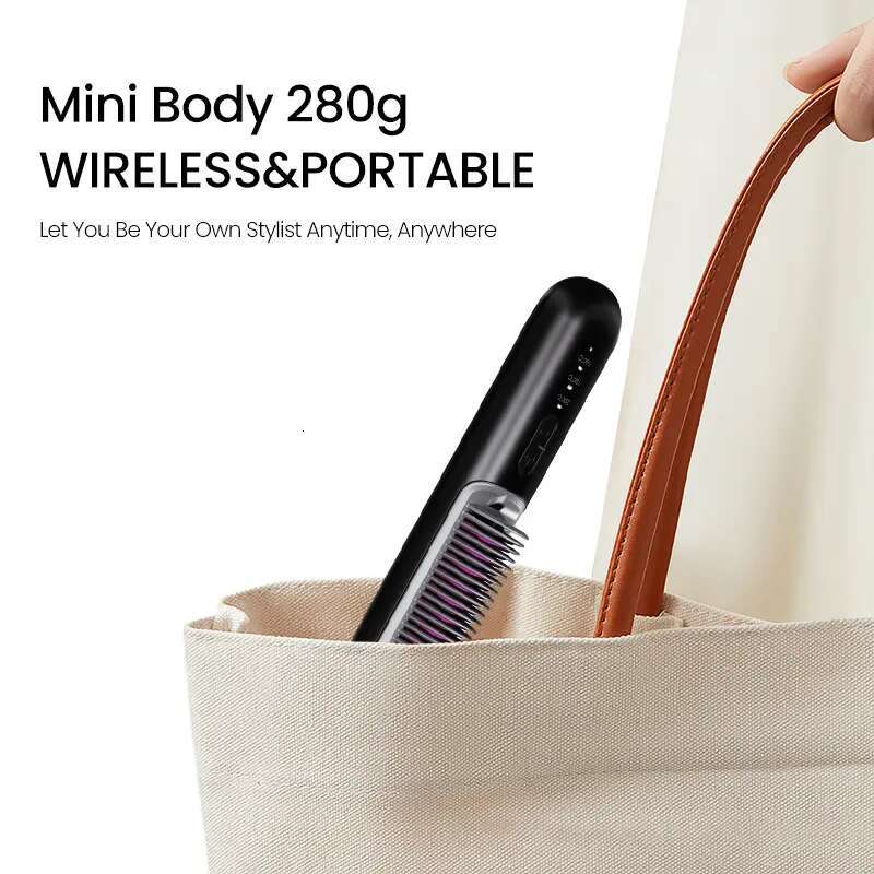 Mini Portable Rechargeable Cordless Beard Hair Straightener Brush Ceramic Heating Straightening Comb Anti Scalding Styg Tools