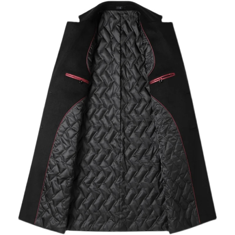 2023 Winter Wool Coat Men Fashion Long Blends England Style Business Casual Trench Solid Thick Coats Jackets 250106
