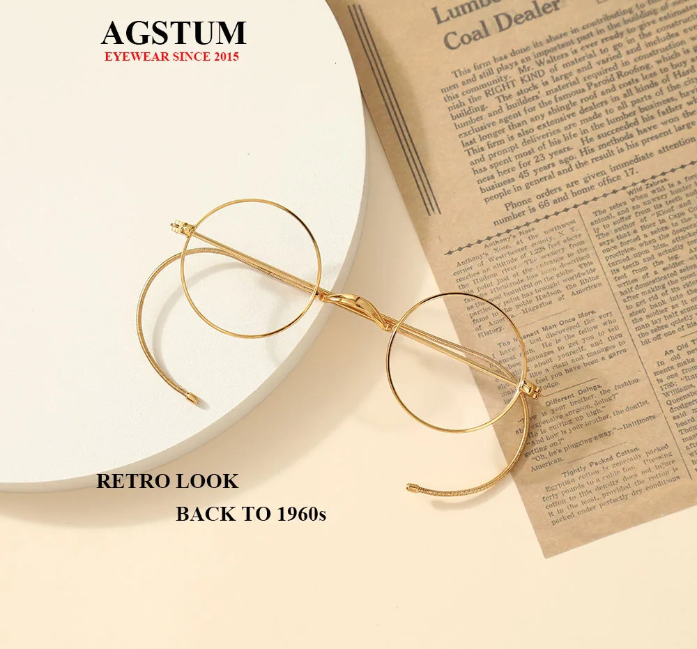 43mm Round Vintage Wire Rim Glasses Optical Eyeglass Frame with Cable Temples for Secure Fit 250109