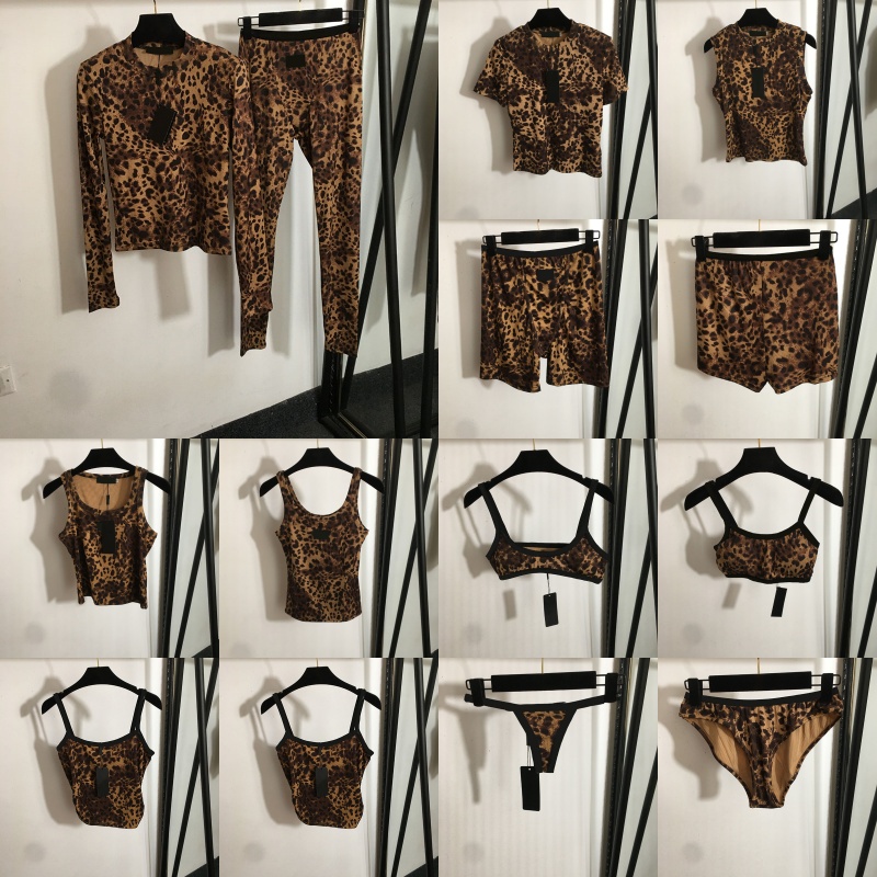 Leopard t Shirt Leggings Women Designer Sexy Bra Briefs Sporty Tops Shorts Summer Casual Fashion Yoga Tees Tank Tops Elegant Vest Top