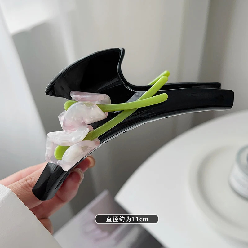11cm Long Clip Calla Lily Hair Clips Acetate Hair Crabs Fashion Hair Claws for Long Hair Floral Barrettes 250103