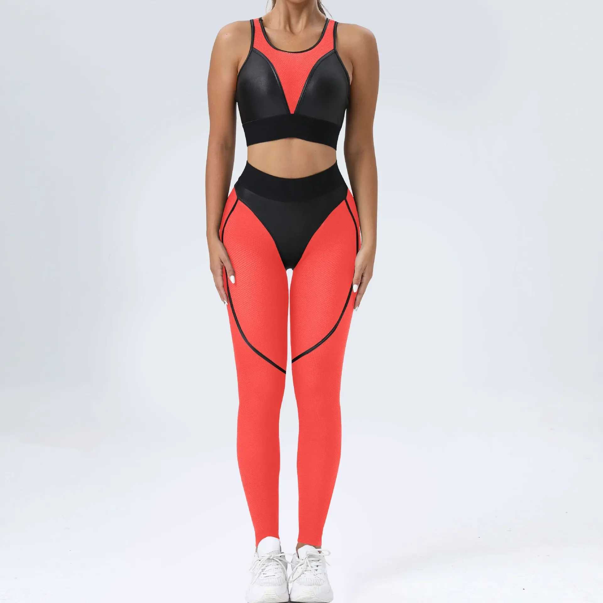 Gym Set Women Sportswear 2024 Mesh Sport Set Women Tracksuit Transparent Sexy Yoga Suit for Fitness Black Pink Orange Green NewXJ250109